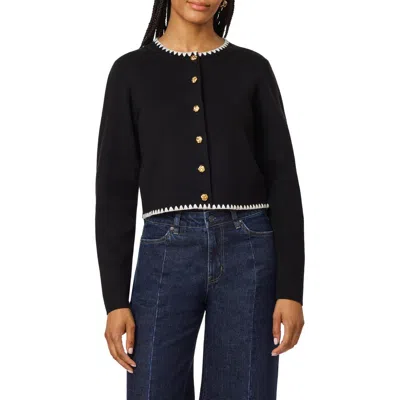 Scotch & Soda Crochet Trim Cardigan In Black