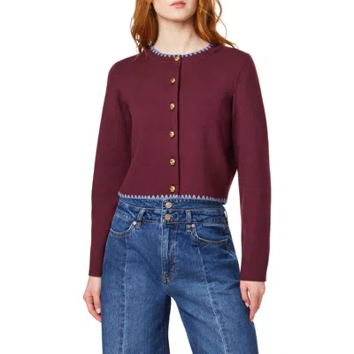 Scotch & Soda Crochet Trim Cardigan In Red