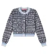 Scotch & Soda Cropped Jacquard Cardigan In Blue