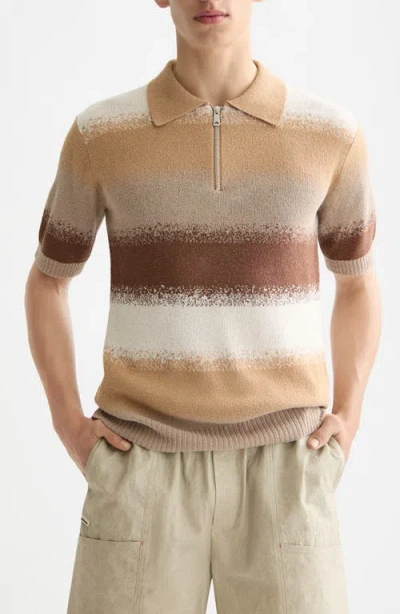 SCOTCH & SODA SCOTCH & SODA DÉGRADÉ STRIPE KNIT QUARTER ZIP POLO