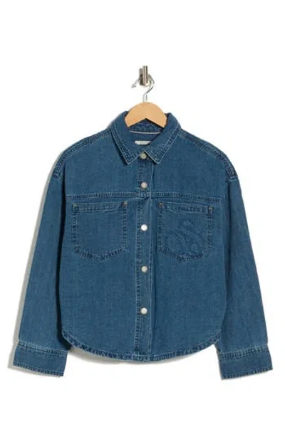 Scotch & Soda Denim Utility Shacket In Blue