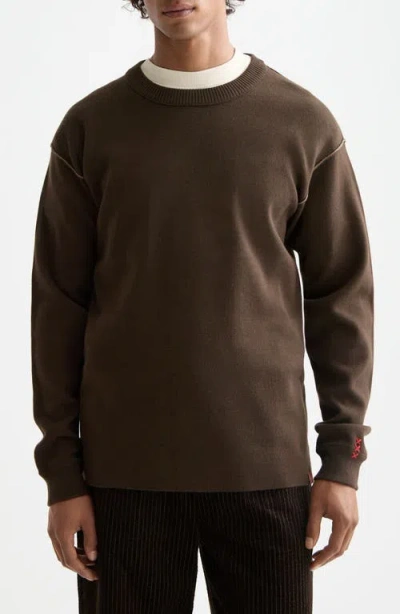 Scotch & Soda Double Face Wool & Cotton Sweater In Brown