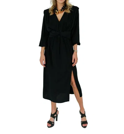 Scotch & Soda Draped Midi Bdress In Black