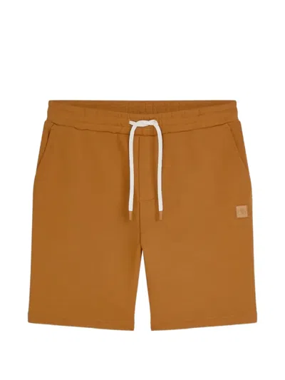 Scotch & Soda Drawstring Logo-patch Track Shorts In Brown