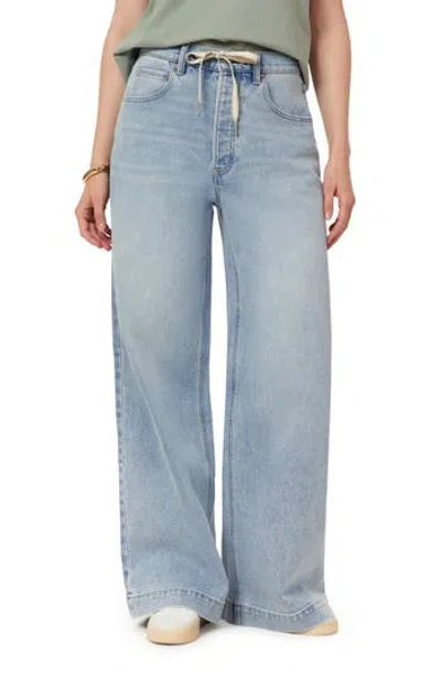 Scotch & Soda Drawstring Wide Leg Jeans In Blue