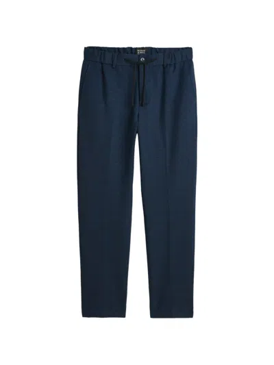 Scotch & Soda Drawstring-detail Straight-leg Trousers In Blue