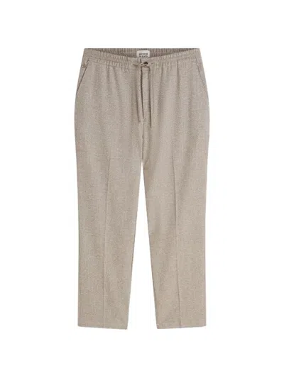 Scotch & Soda Drawstring-waist Herringbone Trousers In Neutral