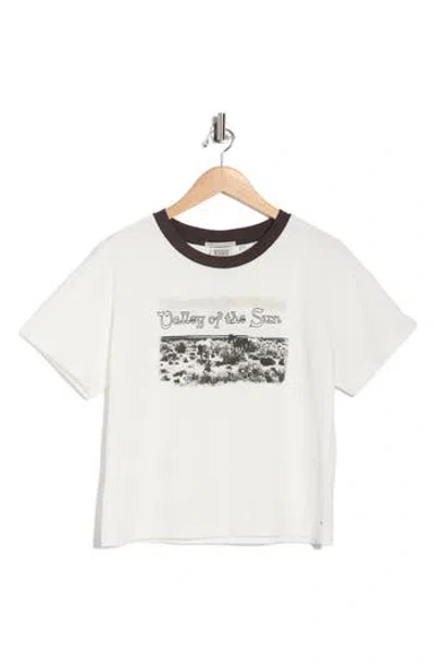 Scotch & Soda Dyed Boxy Crop Graphic T-shirt In White