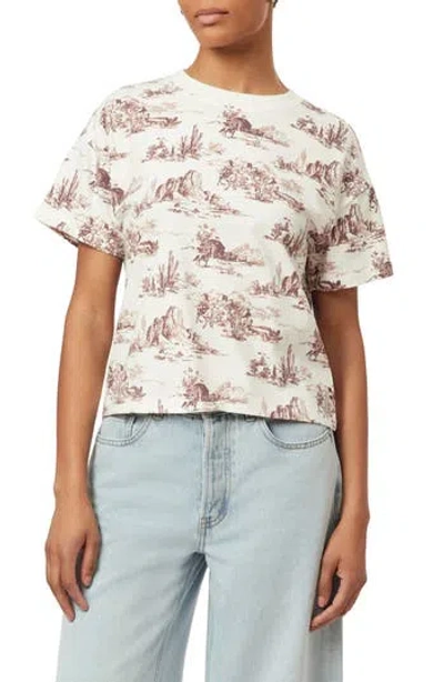Scotch & Soda Dyed Boxy Crop Graphic T-shirt In Neutral