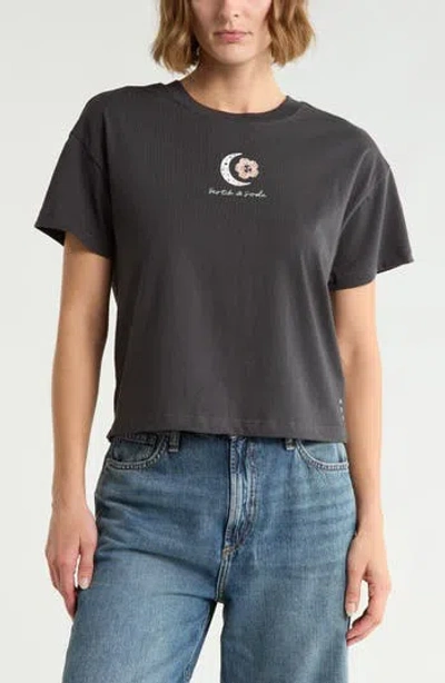 Scotch & Soda Dyed Boxy Crop Graphic T-shirt In Gray