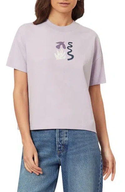 Scotch & Soda Dyed Boxy Crop Graphic T-shirt In Purple