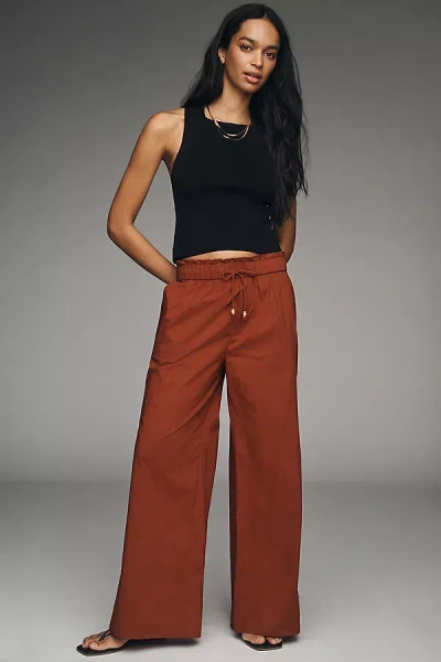 Scotch & Soda Eleni Cotton Voile Pull-on Pants In Brown