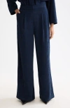 Scotch & Soda Eleni Jacquard High Waist Wide Leg Pants In Blue