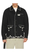 Scotch & Soda Embroidered Cotton Blend Jacket In Black