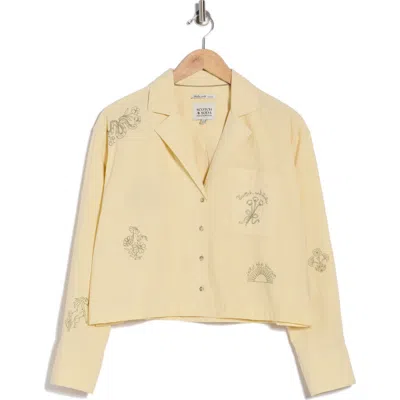 Scotch & Soda Embroidered Cotton Button-up Shirt In Yellow