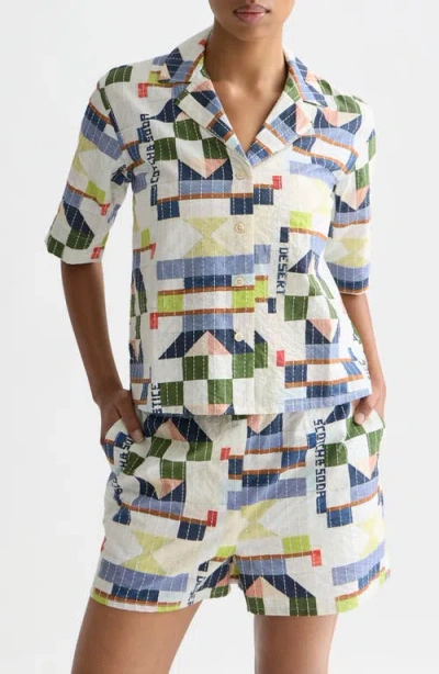 Scotch & Soda Embroidered Cotton Button-up Shirt In Multi