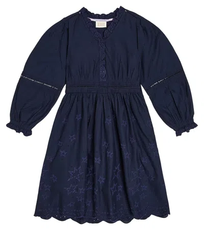 Scotch & Soda Kids' Embroidered Cotton Dress In Blue