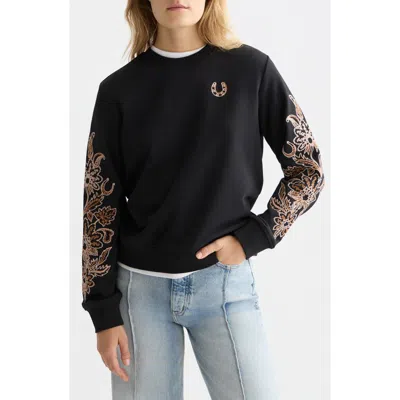 Scotch & Soda Embroidered Cotton Graphic Sweatshirt In Gray
