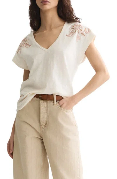 Scotch & Soda Embroidered Cotton Graphic T-shirt In White