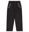 Scotch & Soda Embroidered Cotton Pants In Black
