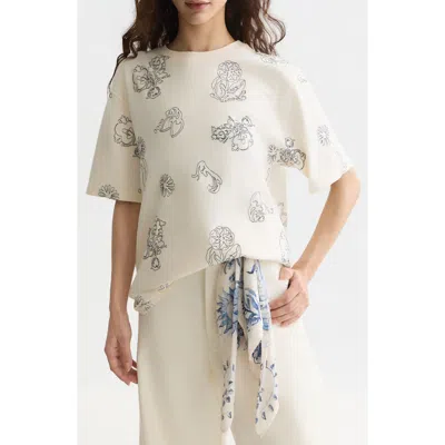 Scotch & Soda Embroidered Cotton Top In Neutral