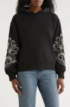 Scotch & Soda Embroidered Hooded Sweatshirt In Black