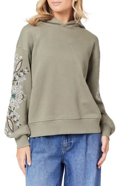 Scotch & Soda Embroidered Hooded Sweatshirt In Green