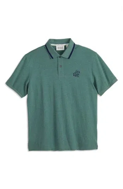 Scotch & Soda Embroidered Logo Piqué Polo In Green
