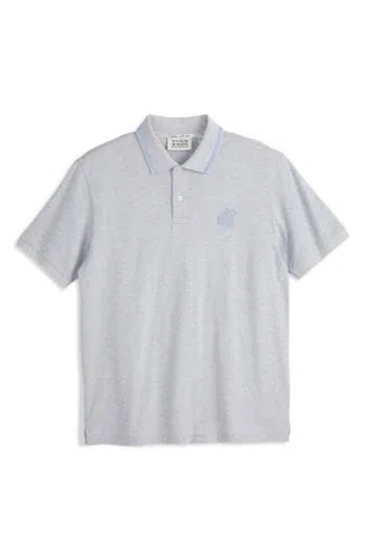Scotch & Soda Embroidered Logo Piqué Polo In Gray