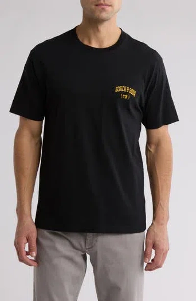 Scotch & Soda Embroidered Logo Short Sleeve T-shirt In Black