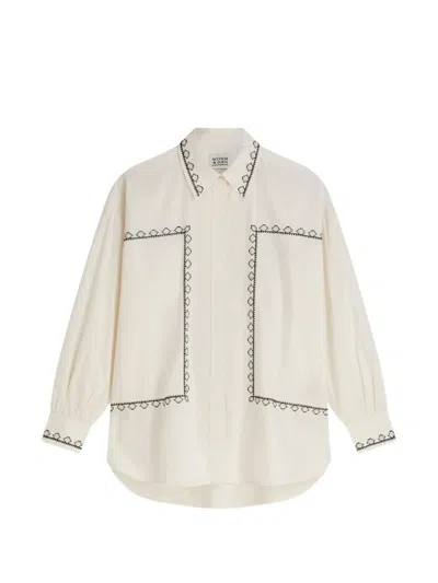 Scotch & Soda Embroidered Long-sleeve Shirt In Neutral