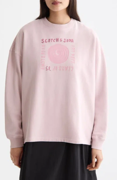 Scotch & Soda Embroidered Oversize Sweatshirt In Pink