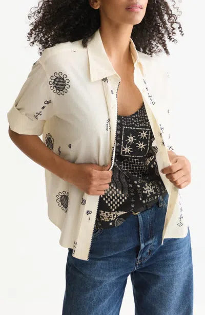Scotch & Soda Embroidered Relaxed Fit Cotton Shirt In Birch
