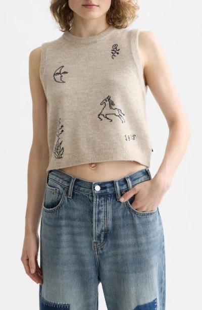 Scotch & Soda Embroidered Sleeveless Sweater In Gray