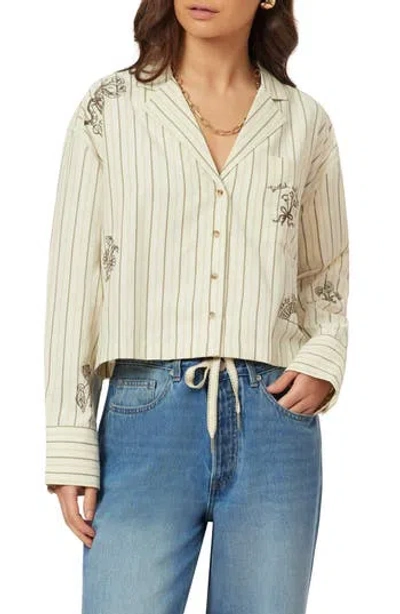 Scotch & Soda Embroidered Stripe Shirt In Neutral