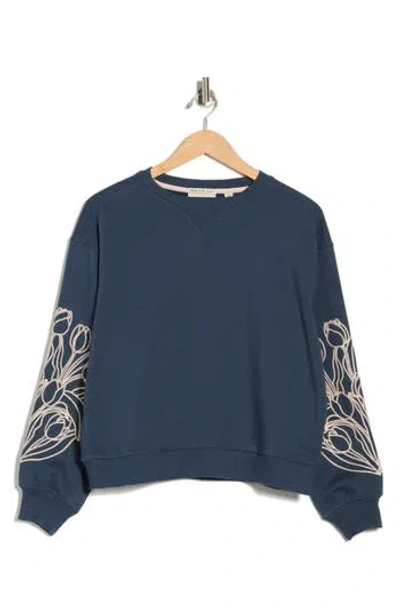 Scotch & Soda Embroidered Sweatshirt In Blue