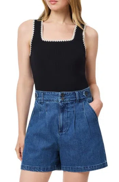 Scotch & Soda Embroidered Trim Sweater Tank In Black