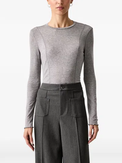 Scotch & Soda Exposed-seam Lettuce-trim T-shirt In Grey