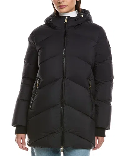 Scotch & Soda Fallon Boxy Inverted Chevron Quilted Coat In Black