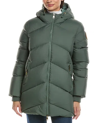 Scotch & Soda Fallon Boxy Inverted Chevron Quilted Coat In Green