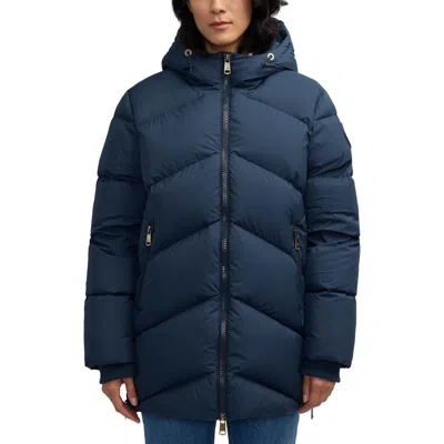 Scotch & Soda Fallon Inverted Chevron Quilted Down Jacket In Blue