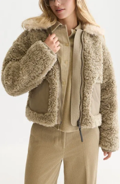 Scotch & Soda Faux Fur Short Jacket In Neutral
