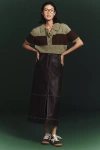 Scotch & Soda Faux-leather Midi Skirt In Brown