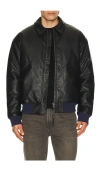 Scotch & Soda Faux Leather Puffer Jacket In Black