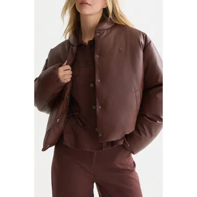 Scotch & Soda Faux Leather Short Jacket In Brown