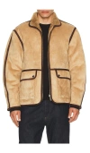Scotch & Soda Men's Faux Shearling Full-zip Jacket With Sleeve Label In Brown