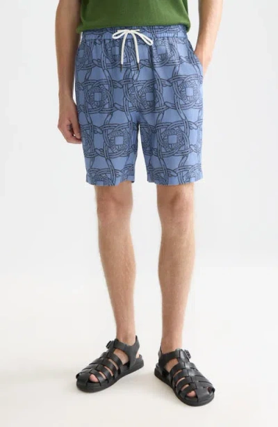 Scotch & Soda Fave Print Drawstring Bermuda Shorts In Blue