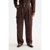 Scotch & Soda Faye Leopard Print Tapered Leg Pants In Brown