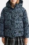 Scotch & Soda Feather Stripe Hooded Puffer Jacket In Blue