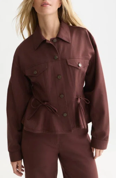 Scotch & Soda Fitted Peplum Trucker Jacket In Brown